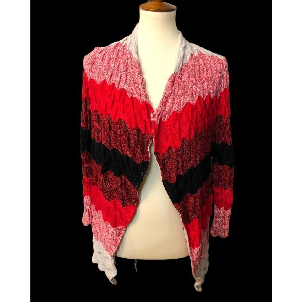 St Johns wool blend ruched red, black cardigan
